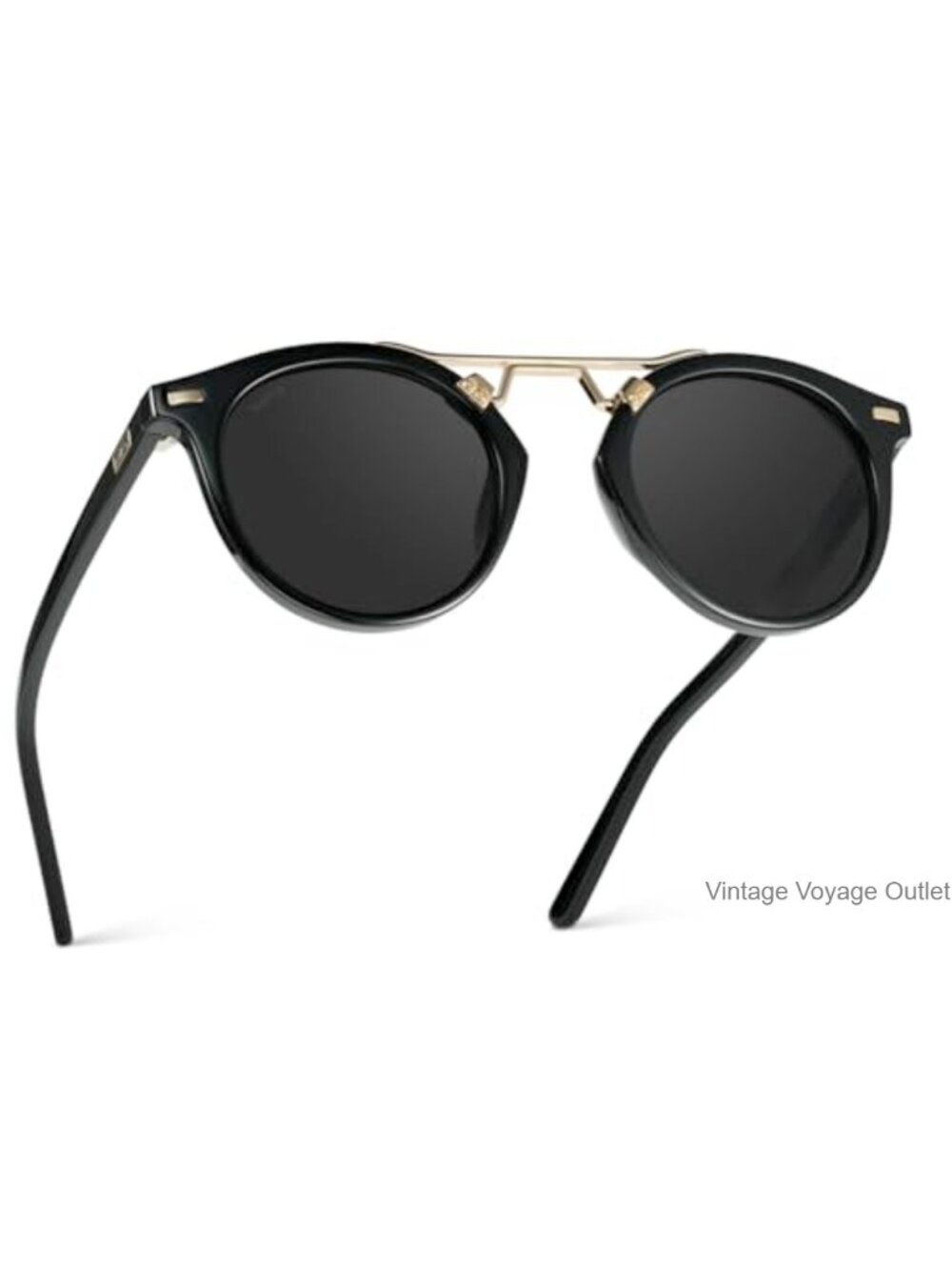Polarized Round Double-Bridge Sunglasses UV400 Retro Designer Eyewear